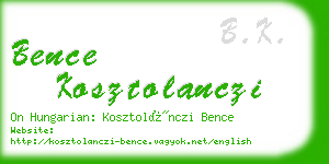 bence kosztolanczi business card